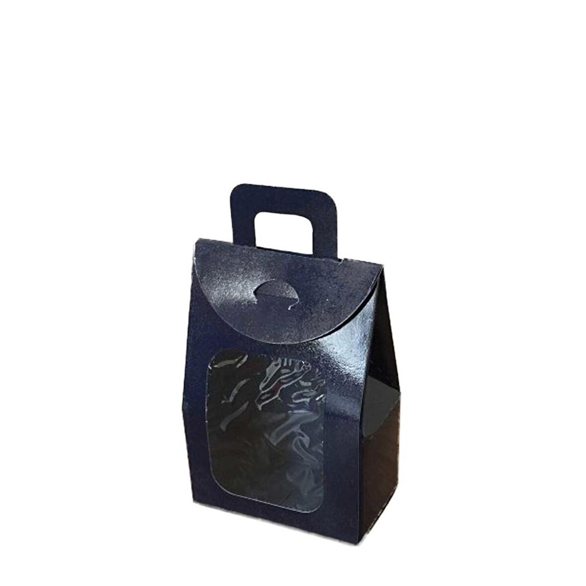 Kına Ve Çerez Çantası Pencereli Karton 7.5X11X4 (20 Adet)  Lacivert