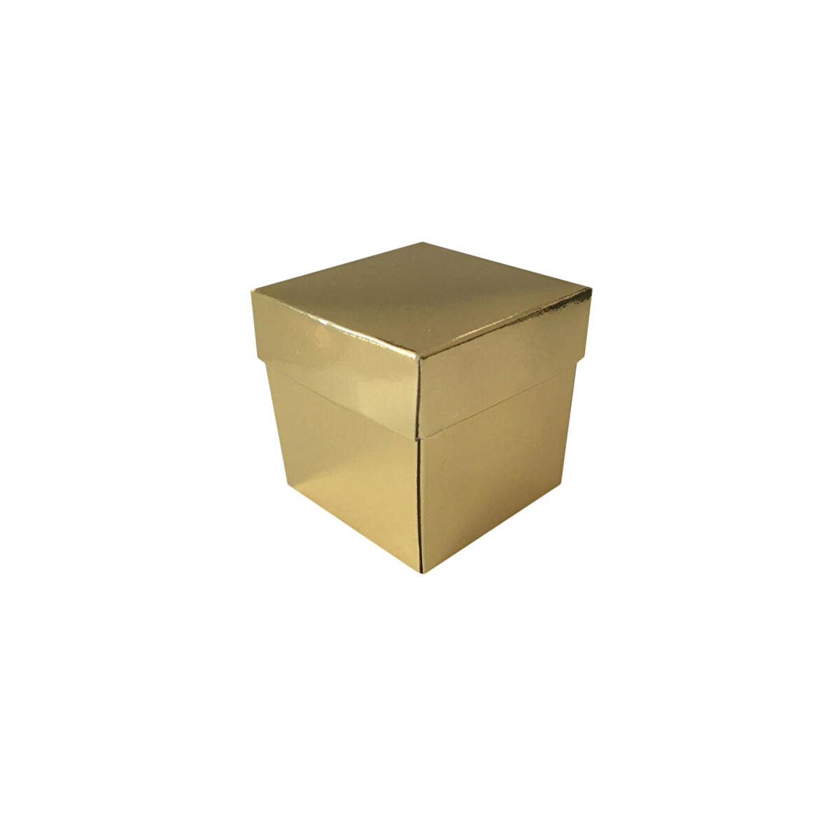 Metalize Parlak Komple Karton Kutu Düz Renk 6X6X6 CM (25 Adet)  Gold