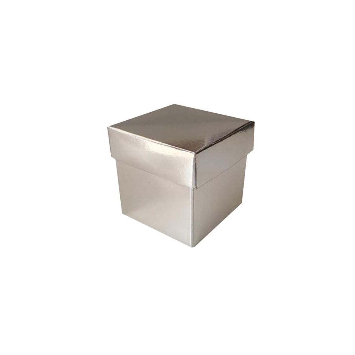 Metalize Parlak Komple Karton Kutu Düz Renk 6X6X6 CM (25 Adet)  Gümüş