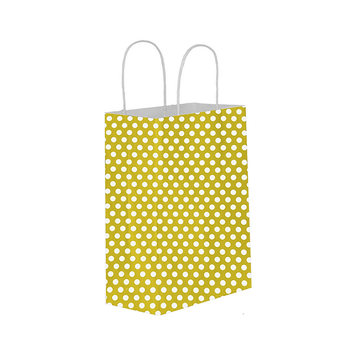 Kağıt Hediye Çantası Puantiyeli Büyük Boy 25X31 CM (25 Adet)  Puantiyeli  Sarı