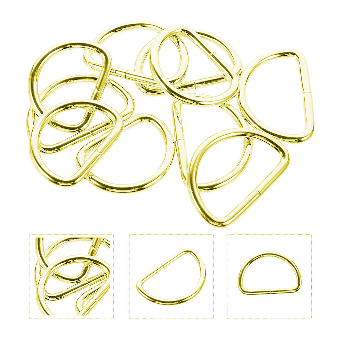 Anahtarlık Montaj Halkası D Çanta Bağlantı Halkası 19x15 MM (100 Adet)  Gold