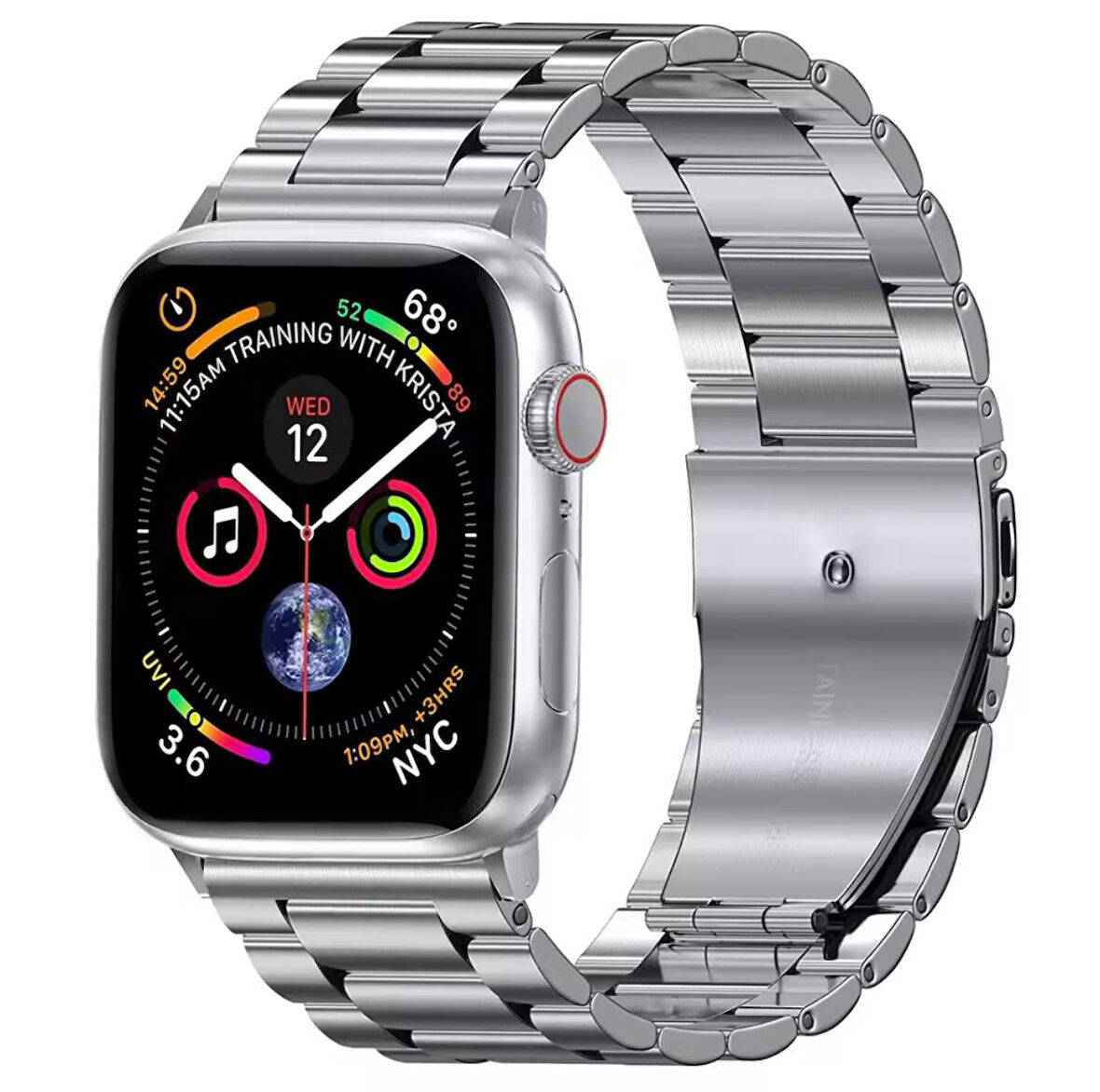 Apple Watch 2/3/4/5/6/7/8/9/se/Ultra 42MM 44MM 45MM 49MM Uyumlu Çelik Paslanmaz Baklalı Metal Kordon