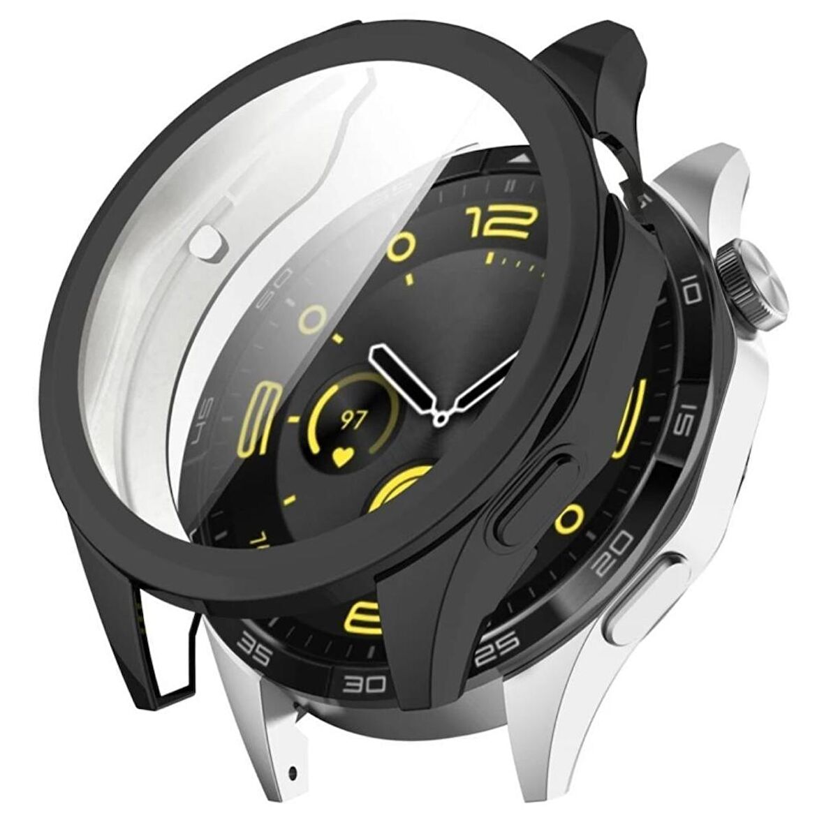 Huawei Watch Gt4 46MM Uyumlu Kasa ve Ekran Koruyucu 360 Tam Koruma Silikon Kılıf