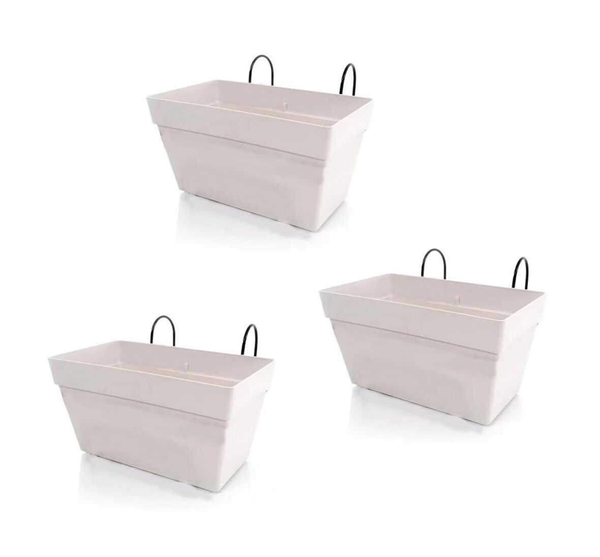 Omnipazar SO-YB01A Askılı Yalı Balkon Saksı 6.5 lt Kirli Beyaz 3 Adet