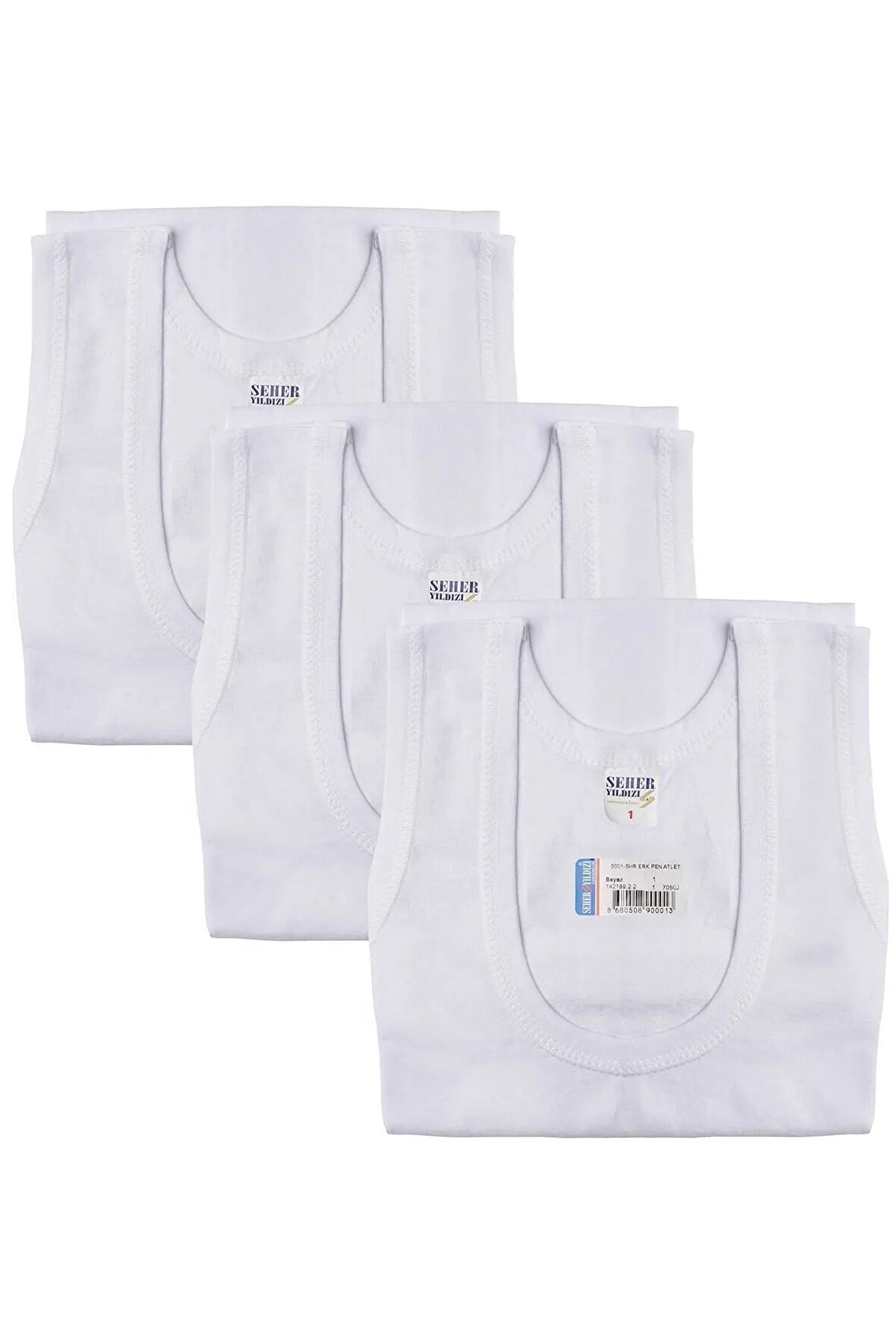 3'lü Beyaz Erkek Penye Atlet