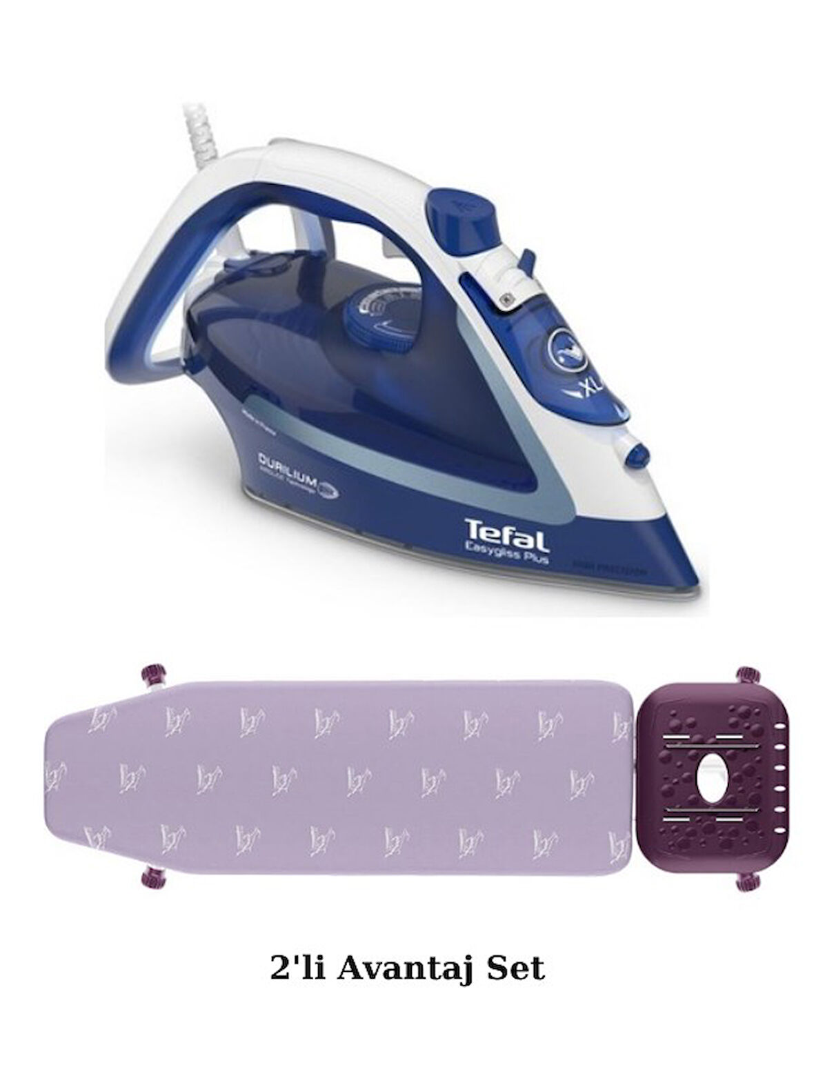 Tefal EasyGliss Plus 2700 W Otomatik Kapanma, Buharlı Ütü - Alev Almaz Kumaşlı Ütü Masası Çeyiz Seti