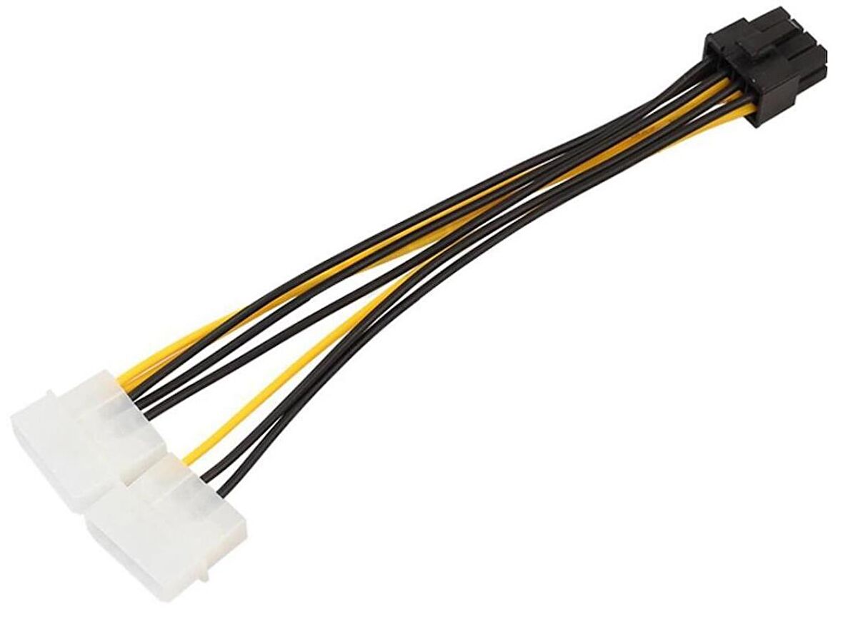 PrimeX PX-4260 2xMolex to 8 PİN Ekran Kartı Güç Kablosu Çevirici, 4pin to 8pin Ekran Kartı Güç Kablosu