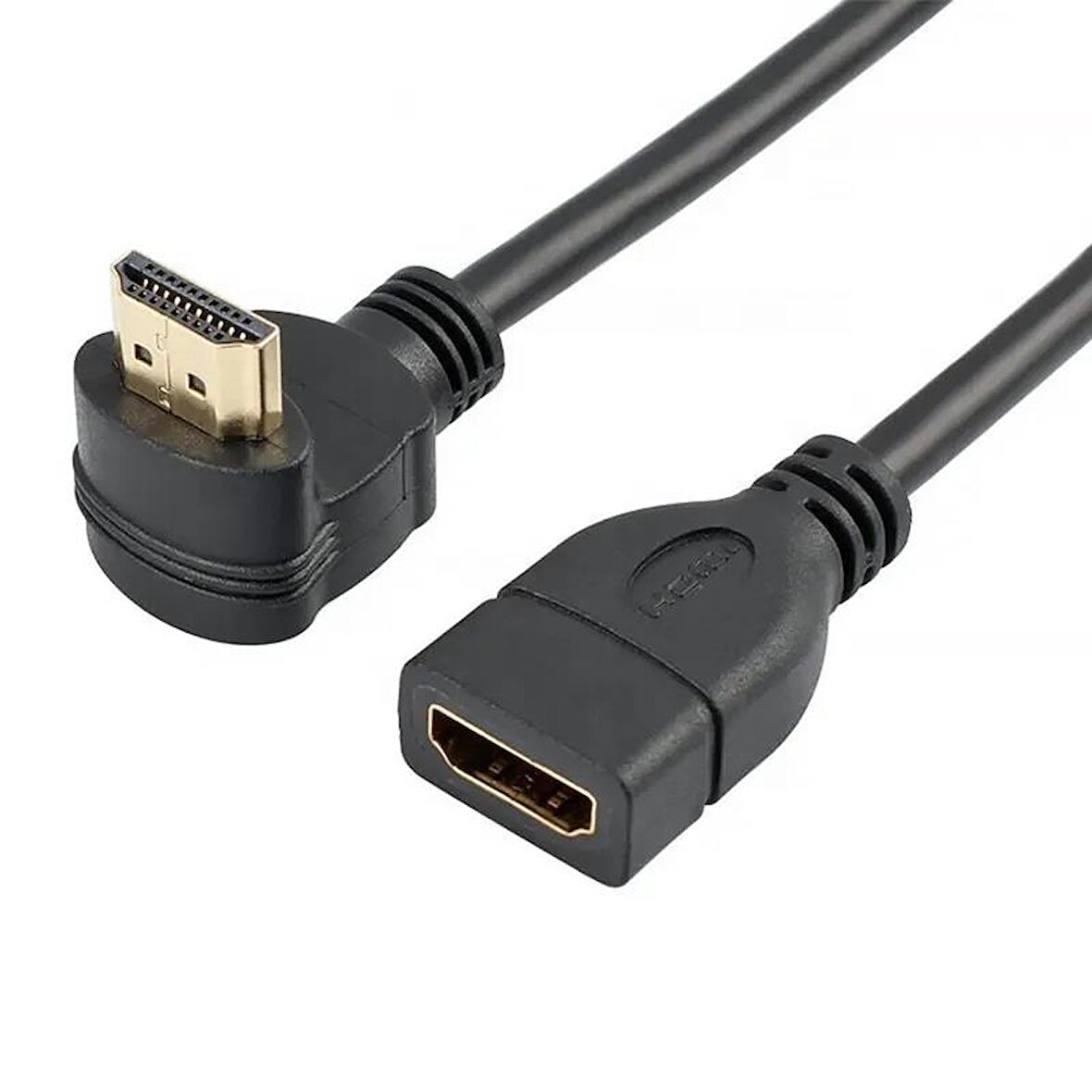 PrimeX PX-4667 Hdmi Dişi Erkek Uzatma, 1 Metre 90 Derece HDMI Uzatma Kablosu HDMI Uzatma, L Tip HDMI Uzatma, 1 Metre HDMI uzatma
