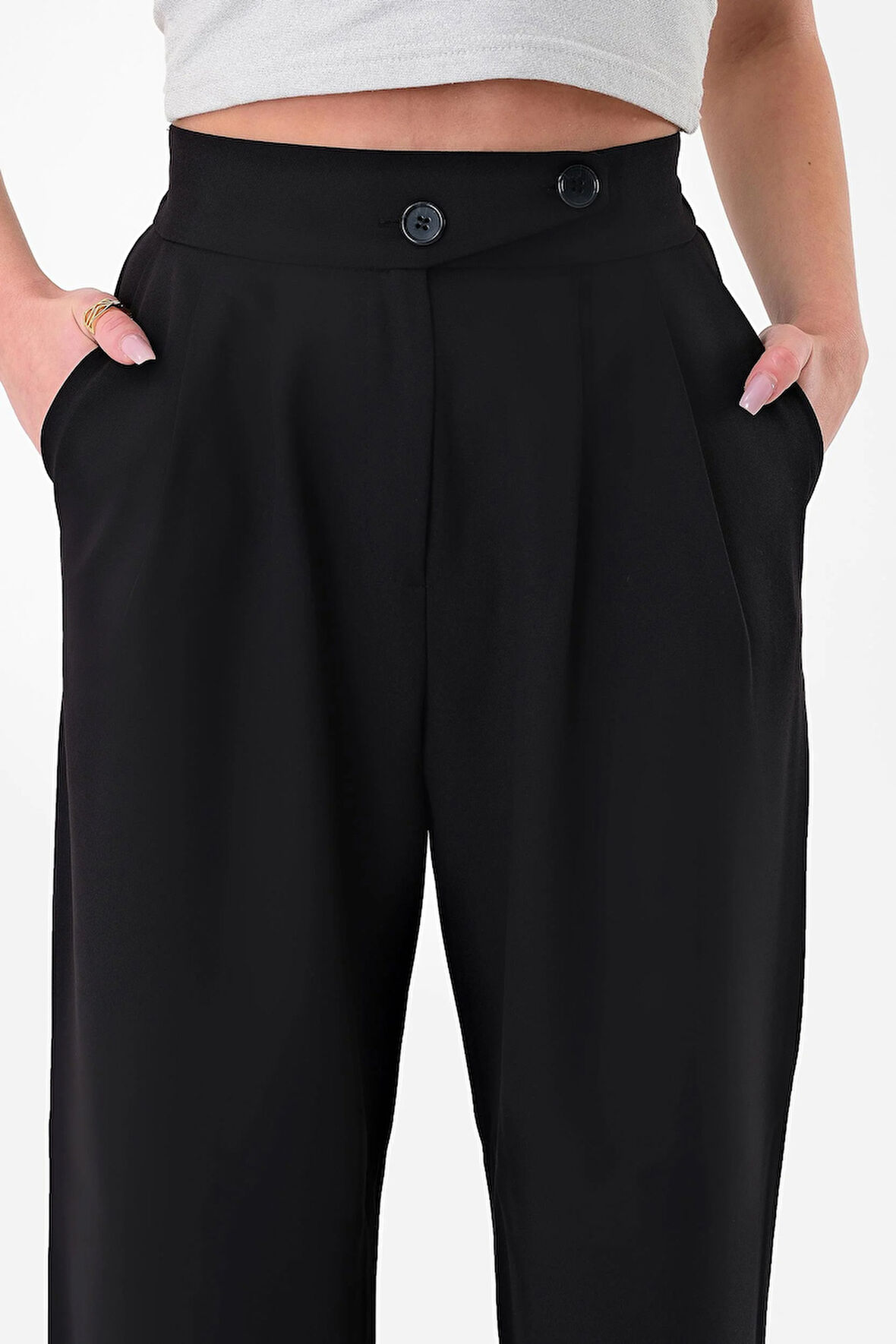 Kadın Siyah Kore Model Palazzo Pantolon