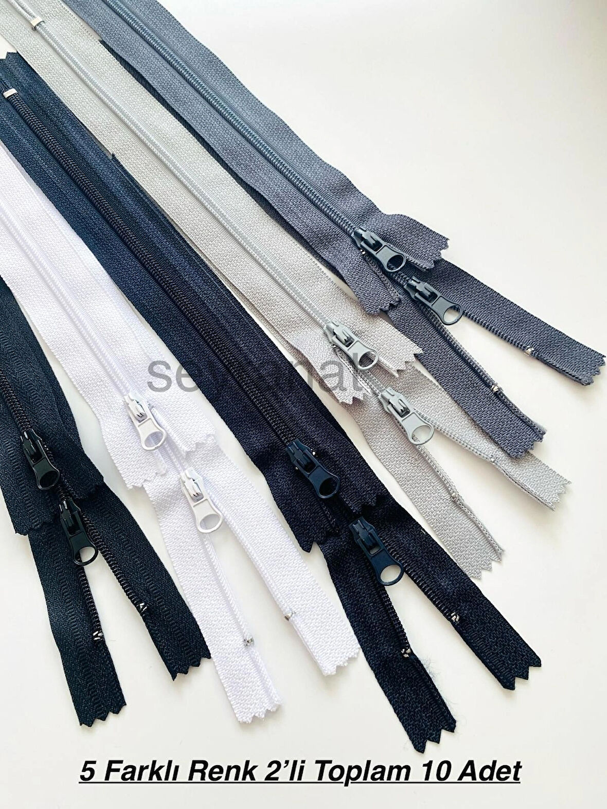 5 Koyu Renk 10 Adet Kaliteli Metal Elcikli 18 cm Pantolon Çanta Cüzdan Fermuarı