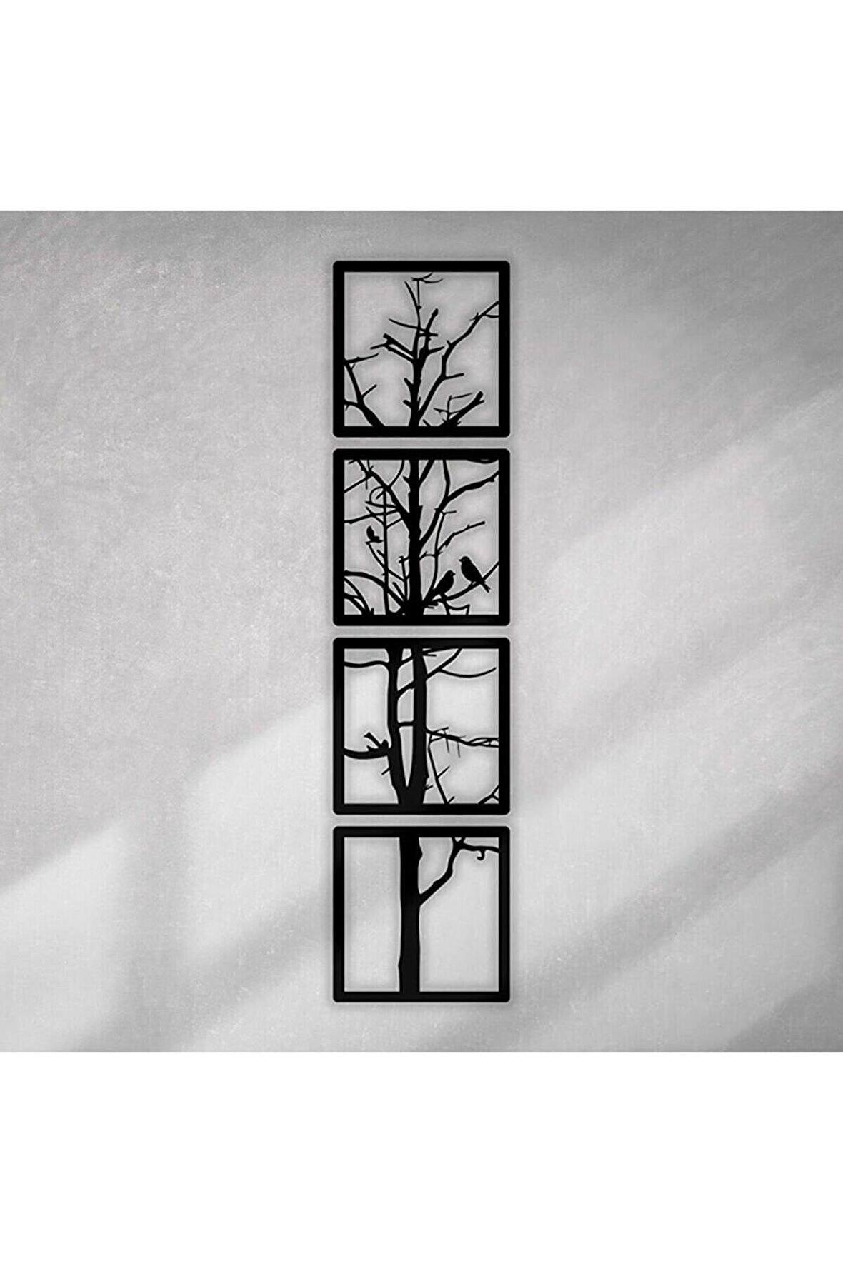 Dekoratif 4 Parçalı Ağaç Tasarımlı Ahşap