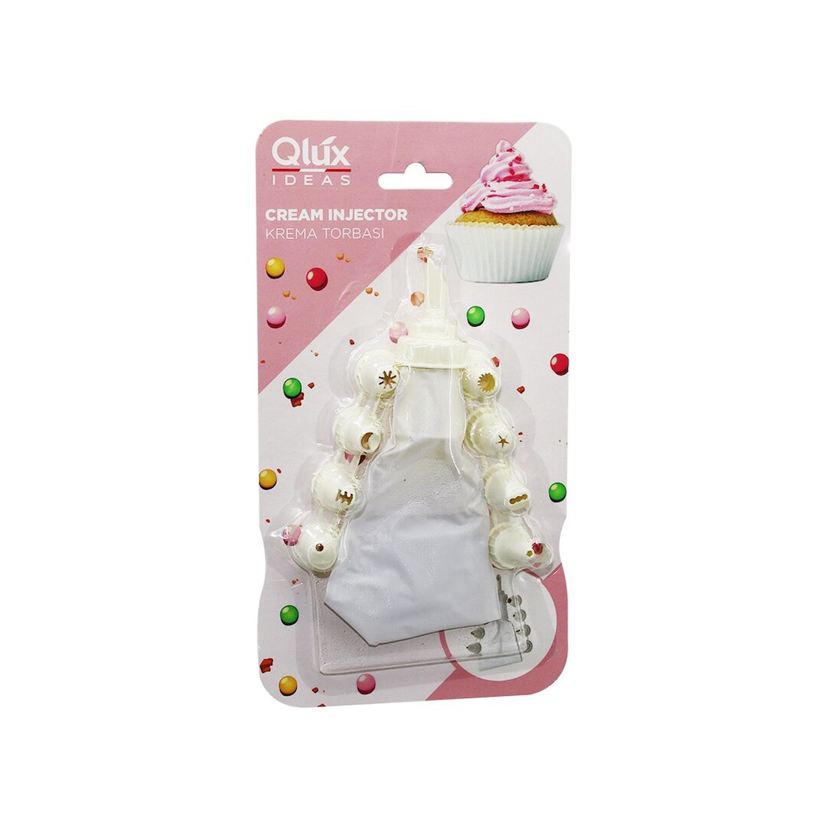 QLUX L-00172 AVANTAGE  10PCS   KREMA TORBASI - SÜSLEME BAŞLIK  SETİ   1-BEYAZ TORBA - 9-KREM BEYAZI 