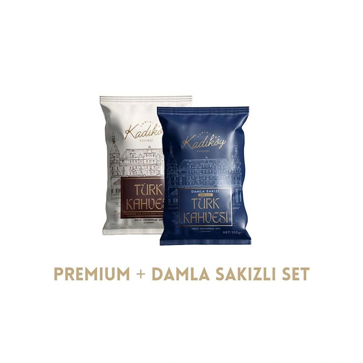 Tarihi Kadıköy Damla Sakız  + Premium Set Türk Kahvesi Seti (2 x 100 gr)