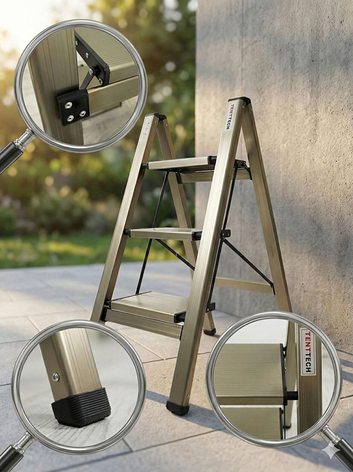 TENTTECH EV VE OFİS TİPİ 3 BASAMAKLI ALÜMİNYUM MERDİVEN