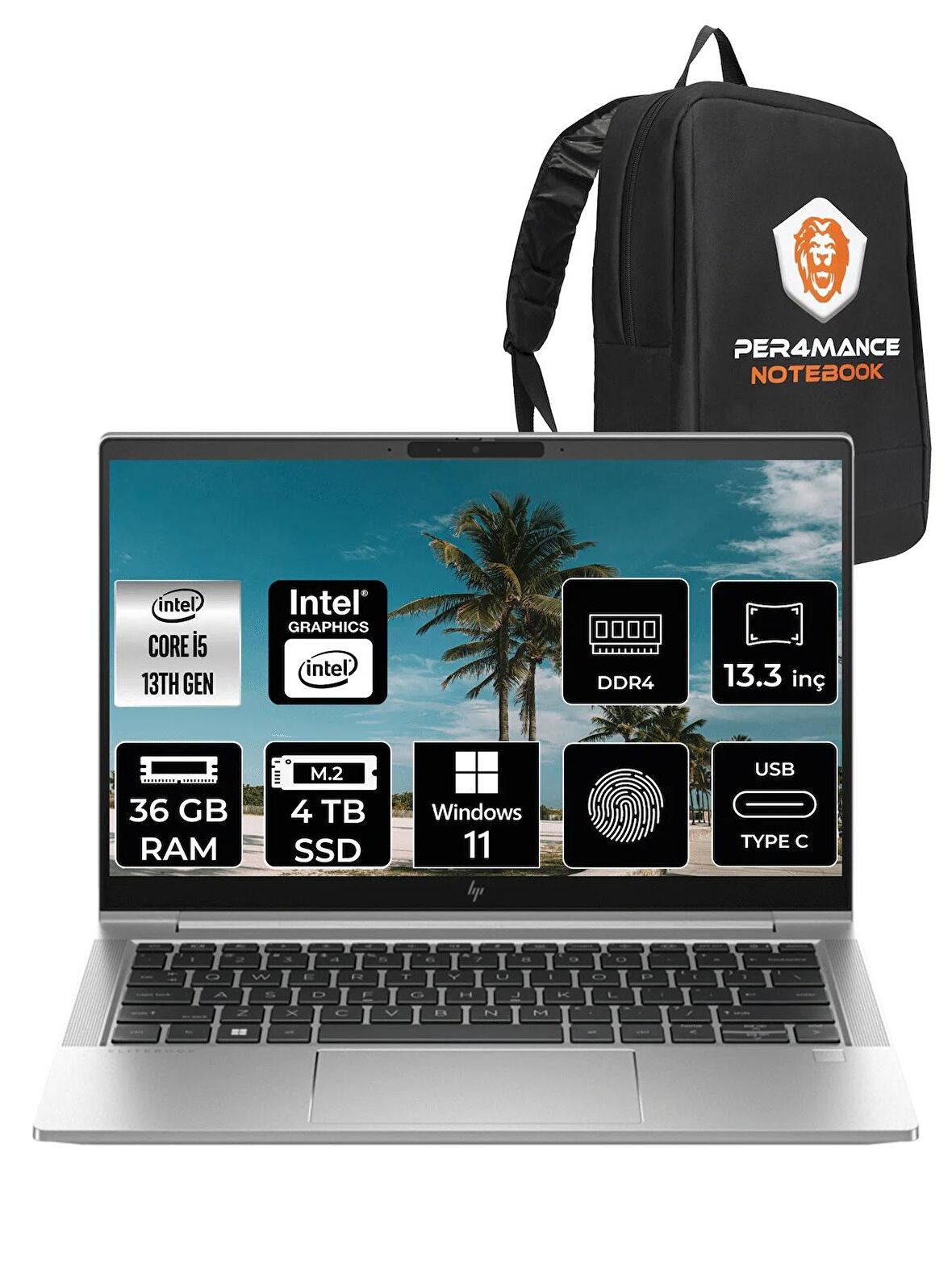HP EliteBook 630 G10 i5-1335U 36GB RAM 4TB SSD 13.3'' FHD W11HOME 85D47EA & PER4 ÇANTA