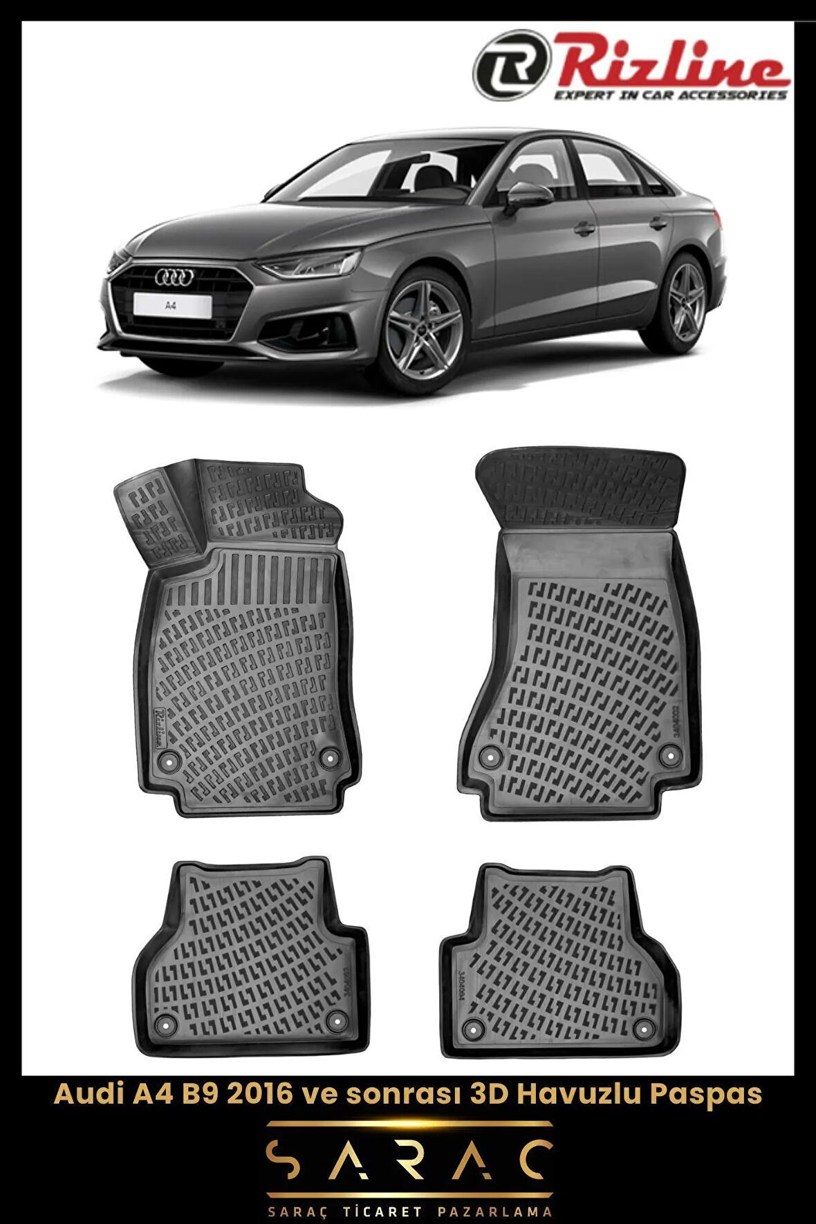 Rizline Audi A4 2023 Model 3D Havuzlu Paspas