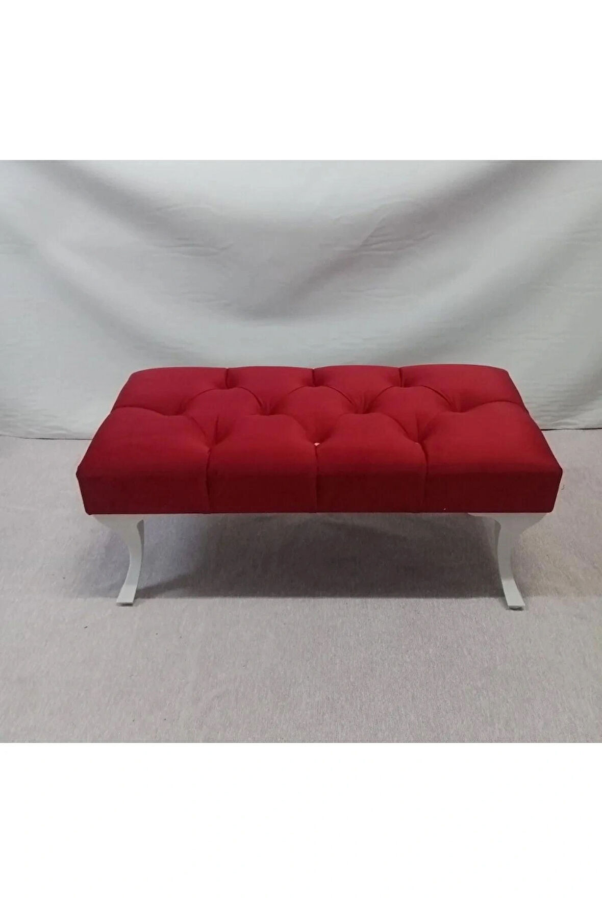 Kapitoneli Kapıönü Ayak Ucu Bench Puf Makyaj Koltuğu– 80 x 40 cm - Kırmızı