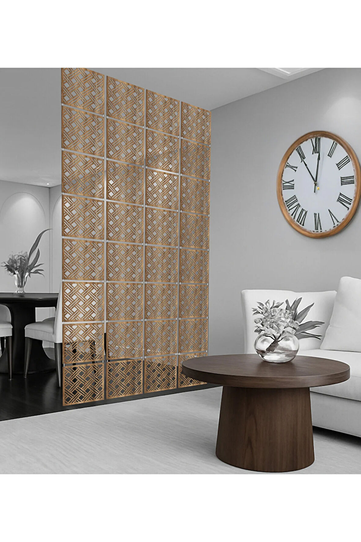 Açık Sepet Örgüsü Lazer Kesim Paravan, Ahşap Seperatör, Panel Levha Seti Ahşap Oda Bölücü