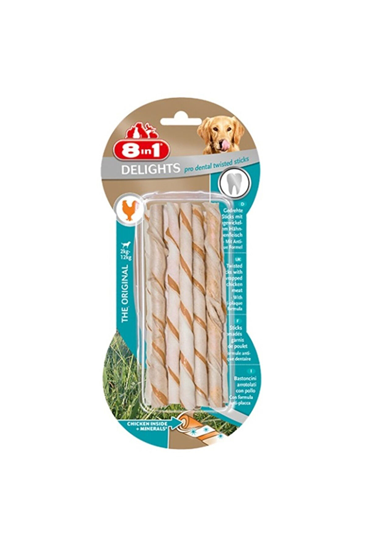 8in1 Delights Pro Dental Twisted Sticks Tavuklu Burgu Köpek Ödülü 55 Gr.