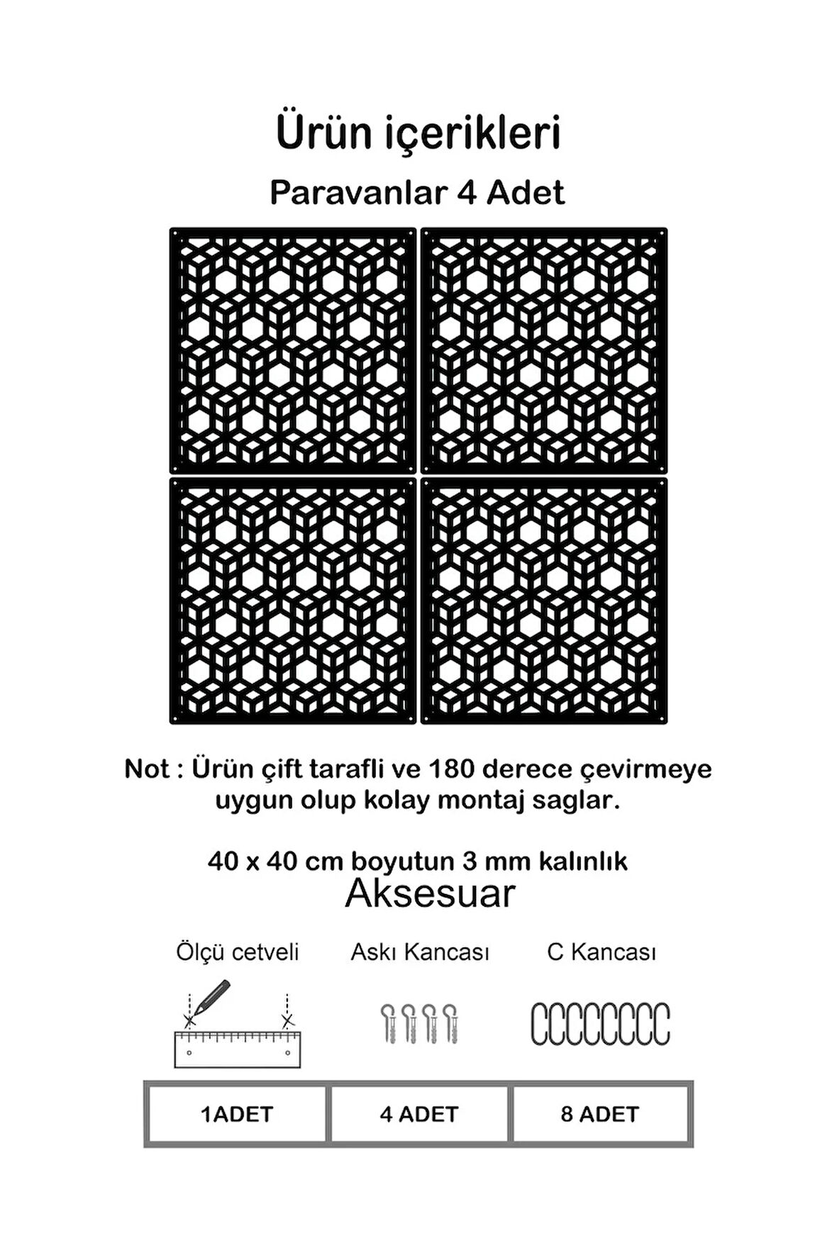 3D Küpler Lazer Kesim Paravan, Ahşap Seperatör, Panel Levha Seti Dekorasyon Ahşap Oda Bölücü Desen
