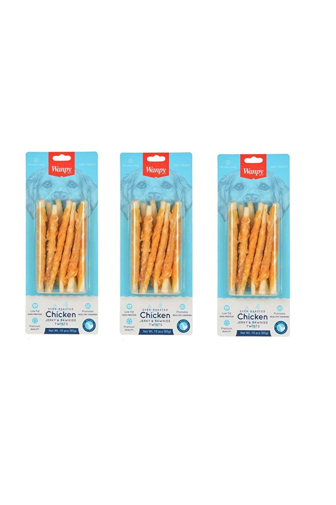 Wanpy Deri Üzerine Tavuk Sarılı Burgu Çubuk  85 Gr. X 3 Adet