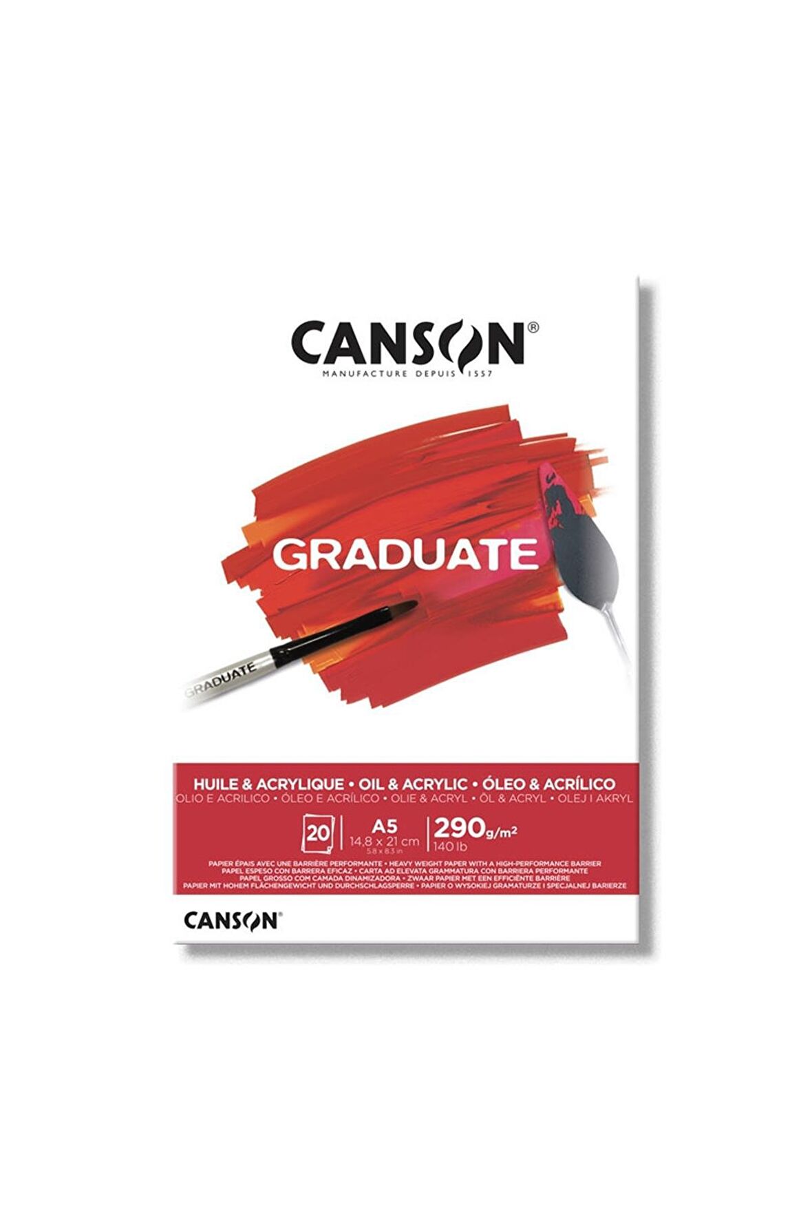 Canson Graduate Oil Acrylic Yağlı ve Akrilik Boya Blok 290g 20 Yaprak A5