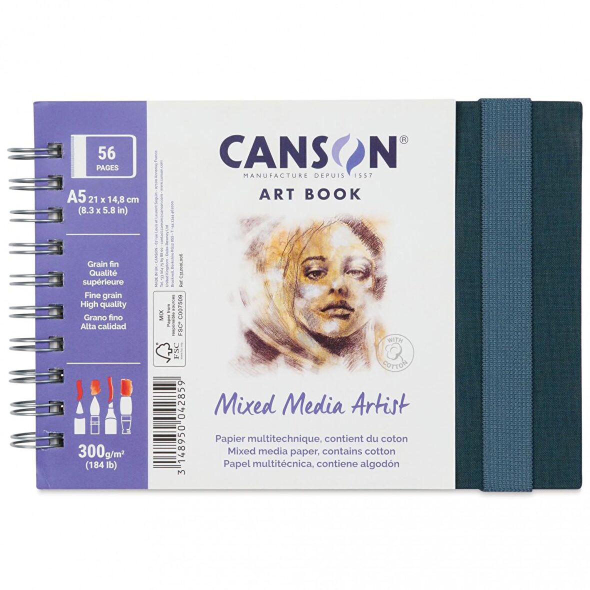 Canson Mix Media Art Book 21x14.8cm 300gr Spiralli Çok Amaçlı Çizim Defteri / C31200L001