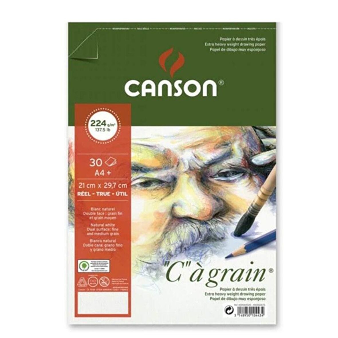 Canson CA Grain Çizim Bloğu 224gr 30 Yaprak A4