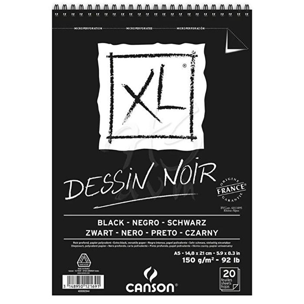 Canson XL Dessin Noir Siyah Çizim Bloğu 150g A5