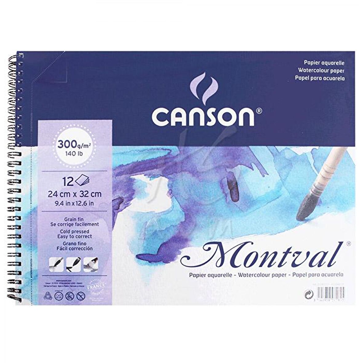 Canson Montval Spiralli Sulu Boya Blok 300g 12 Yaprak 24x32cm