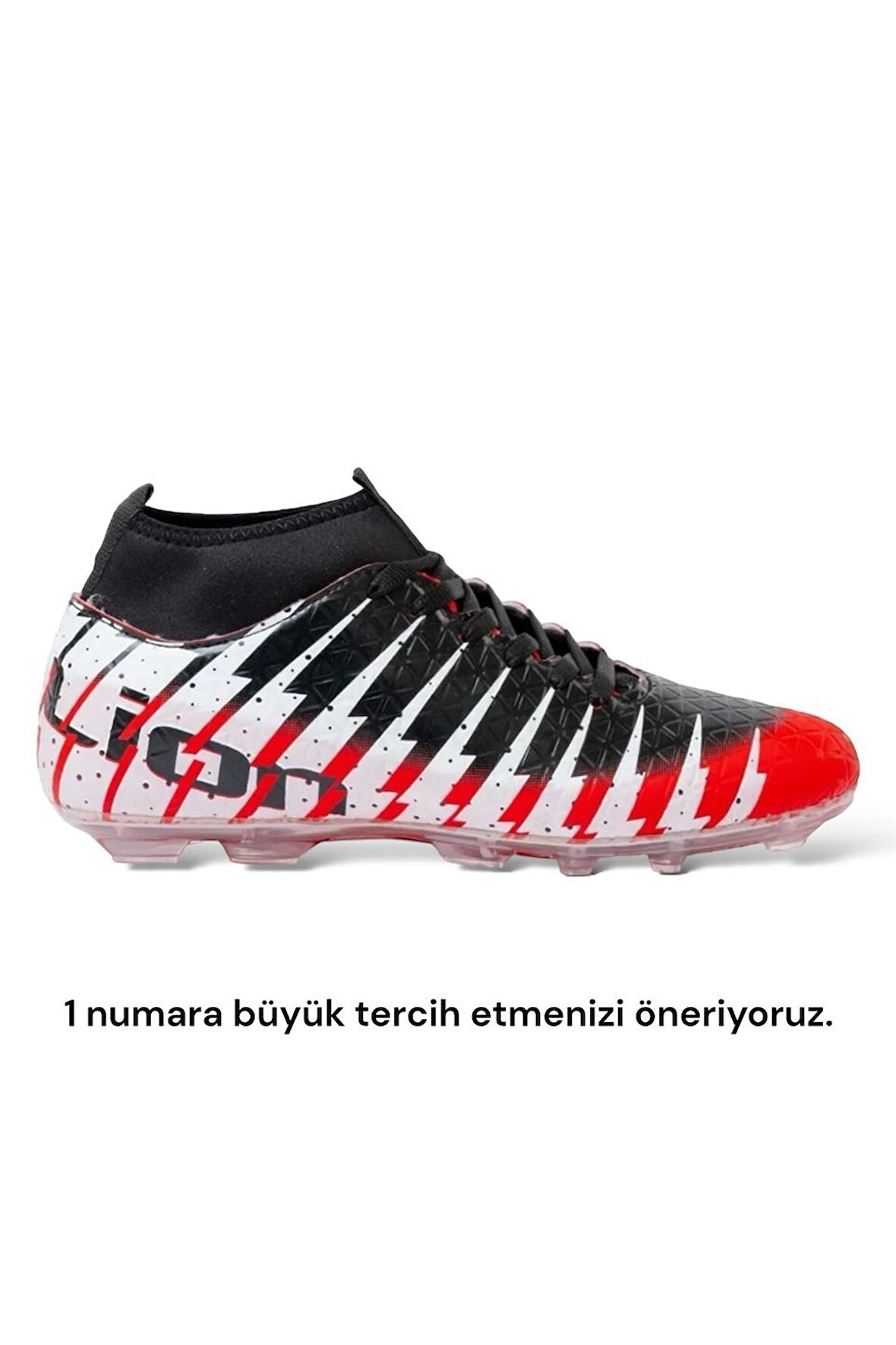 Çoraplı Bilekli Boğazlı Krampon Futbol Ayakkabısı KIRMIZI - SİYAH