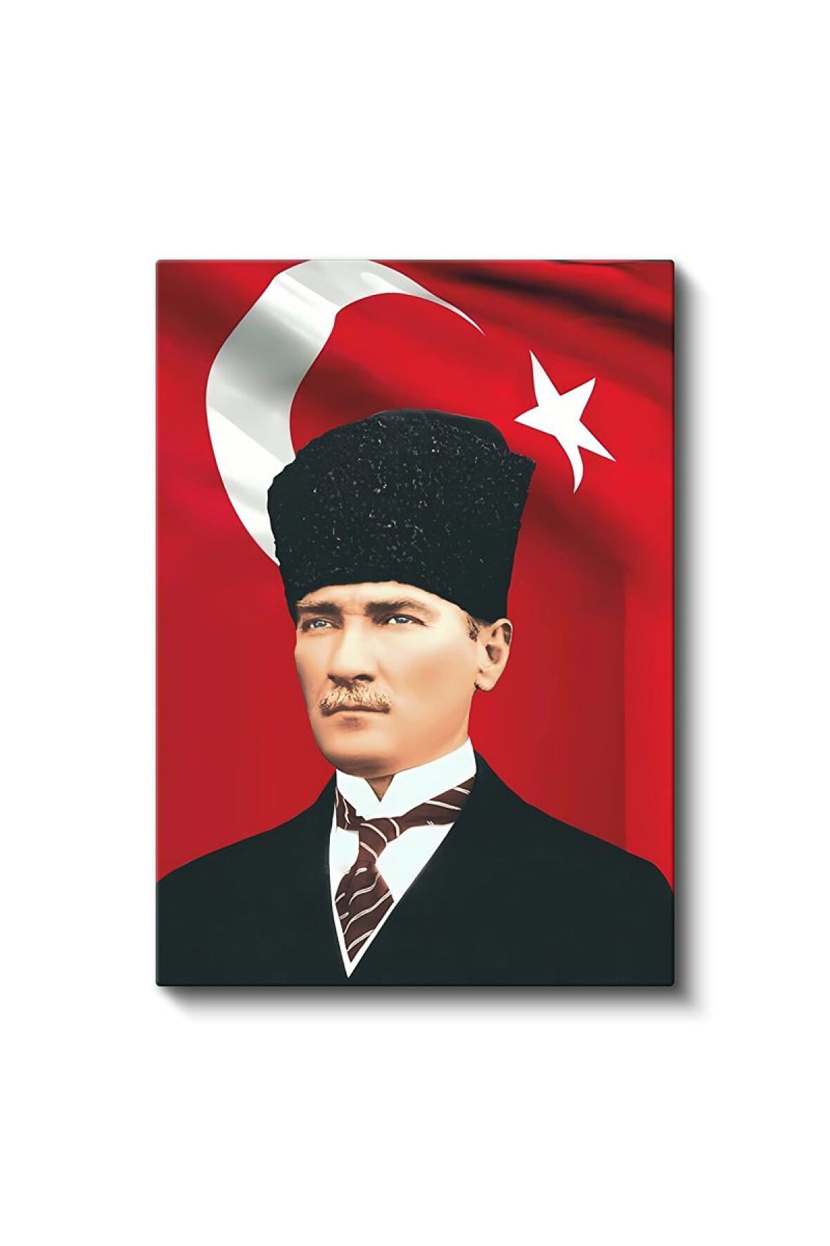 Şanlı Türk Bayrağı Fonlu Atatürk Kanvas Tablo