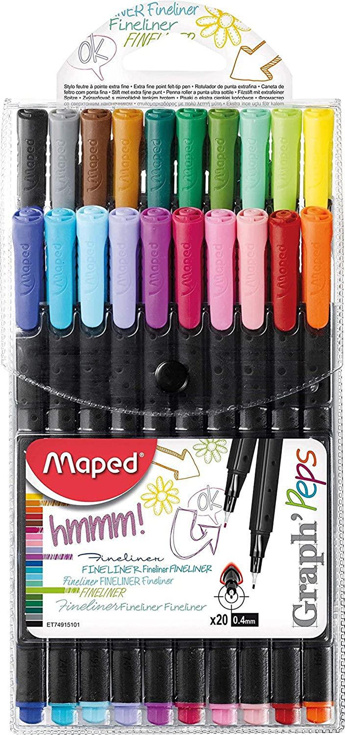 Maped Graph Peps Keçe Uçlu 0.4 mm Fineliner Kalem 20 Renk