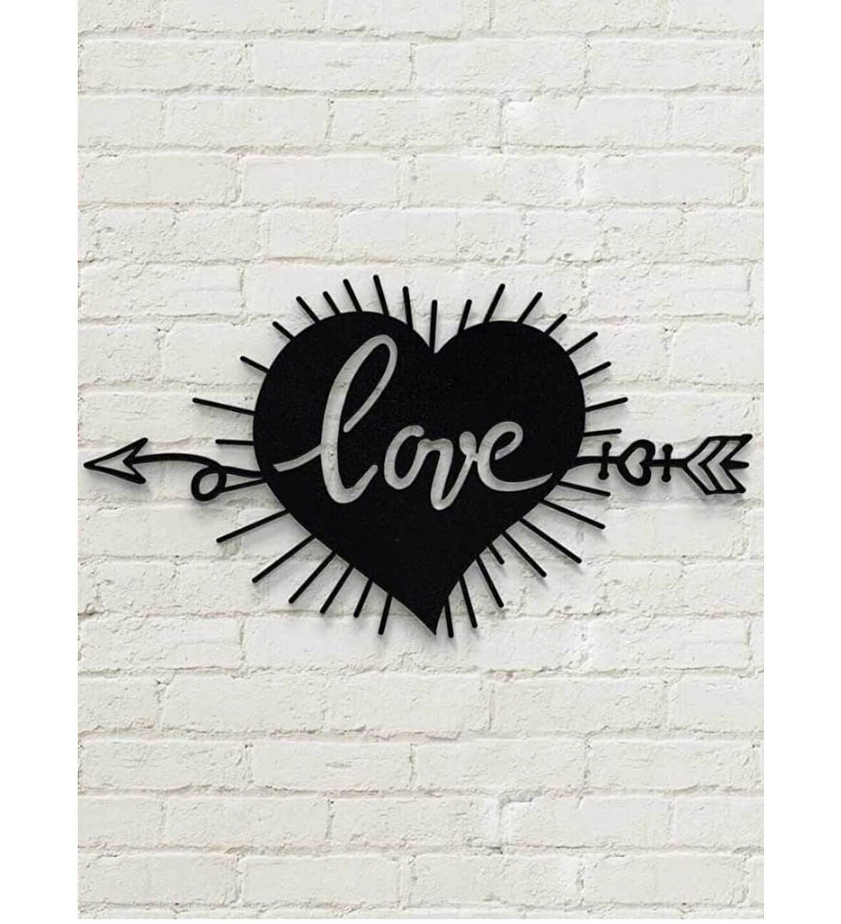 Lazer Kesim Tablo Metal Love Kalp Dekoratif Duvar Süsü Otantik Tablo