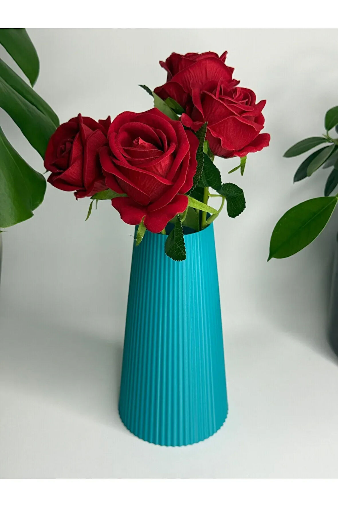 Cevizdizayn Linea Vazo Serisi –taş Tabanlı Pla Vazo- Taban 10cm Yükseklik 19cm