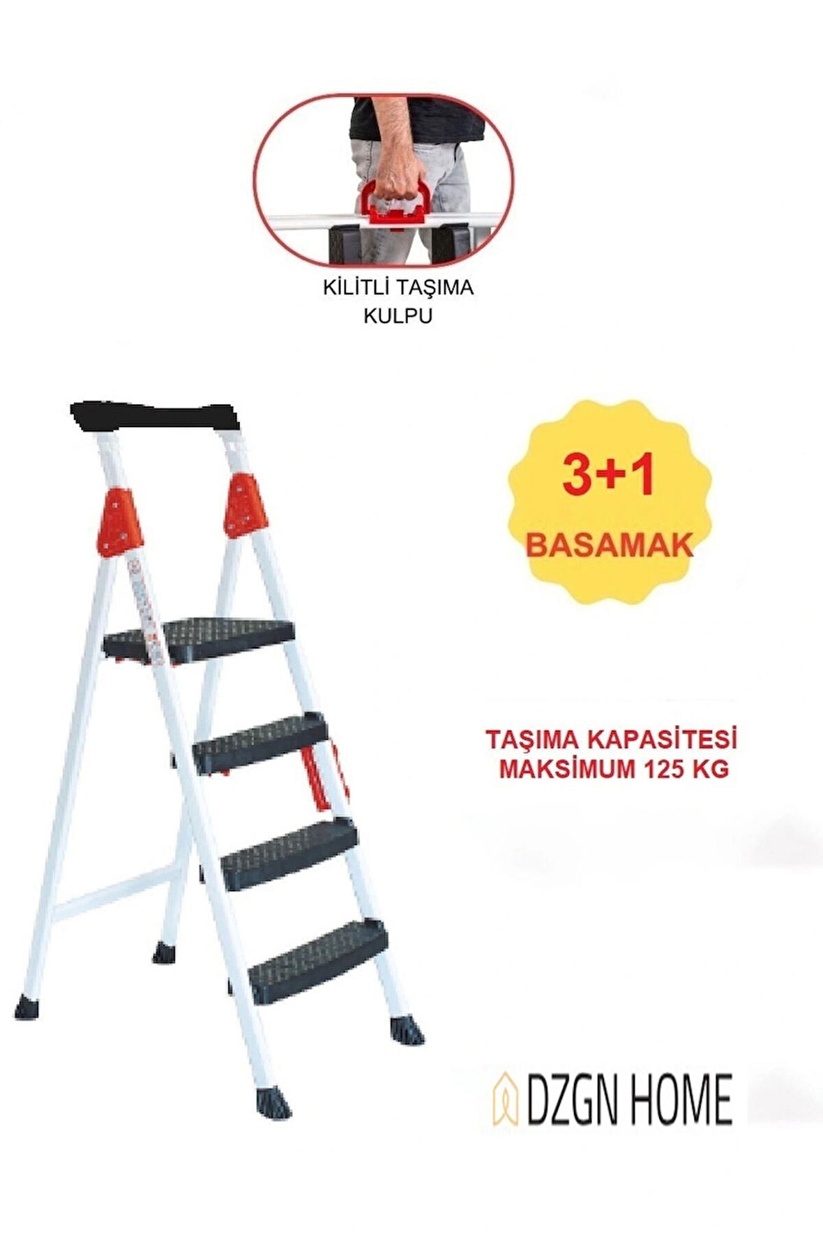 Extra Dayanıklı 3+1 Özel Tasarım Hafif, Kaymaz, Metal Basamaklı Katlanır Merdiven