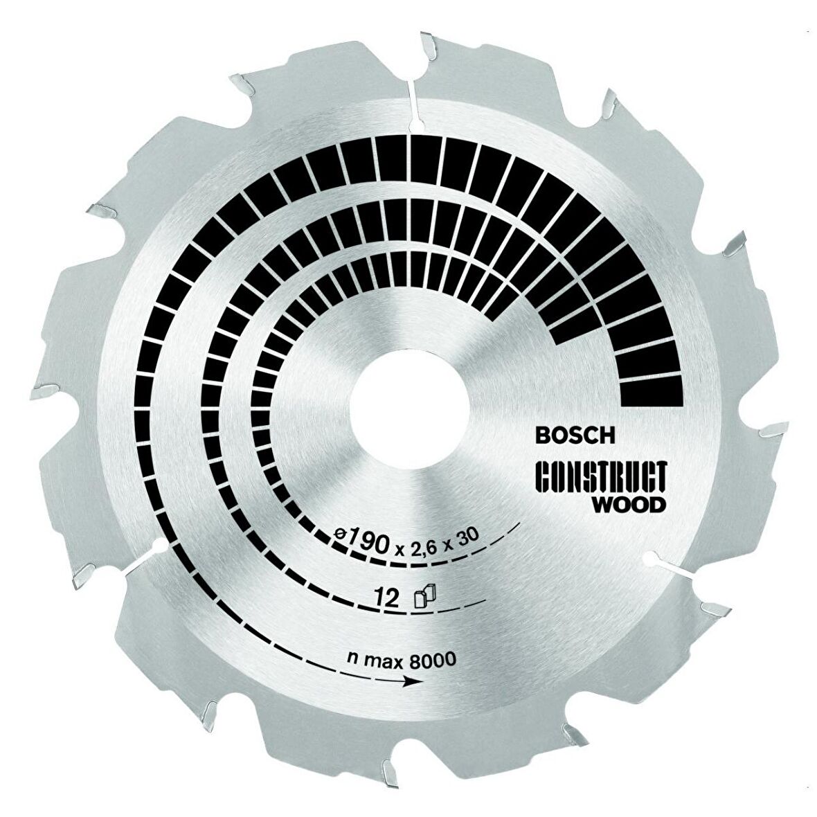 Bosch 190x30 mm 12 Diş İnşaat Ahşabı İçin Daire Testere Bıçağı 2608640633