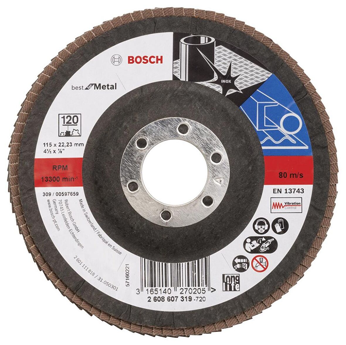 Bosch - 115 mm 120 Kum Best Serisi Metal Flap Disk
