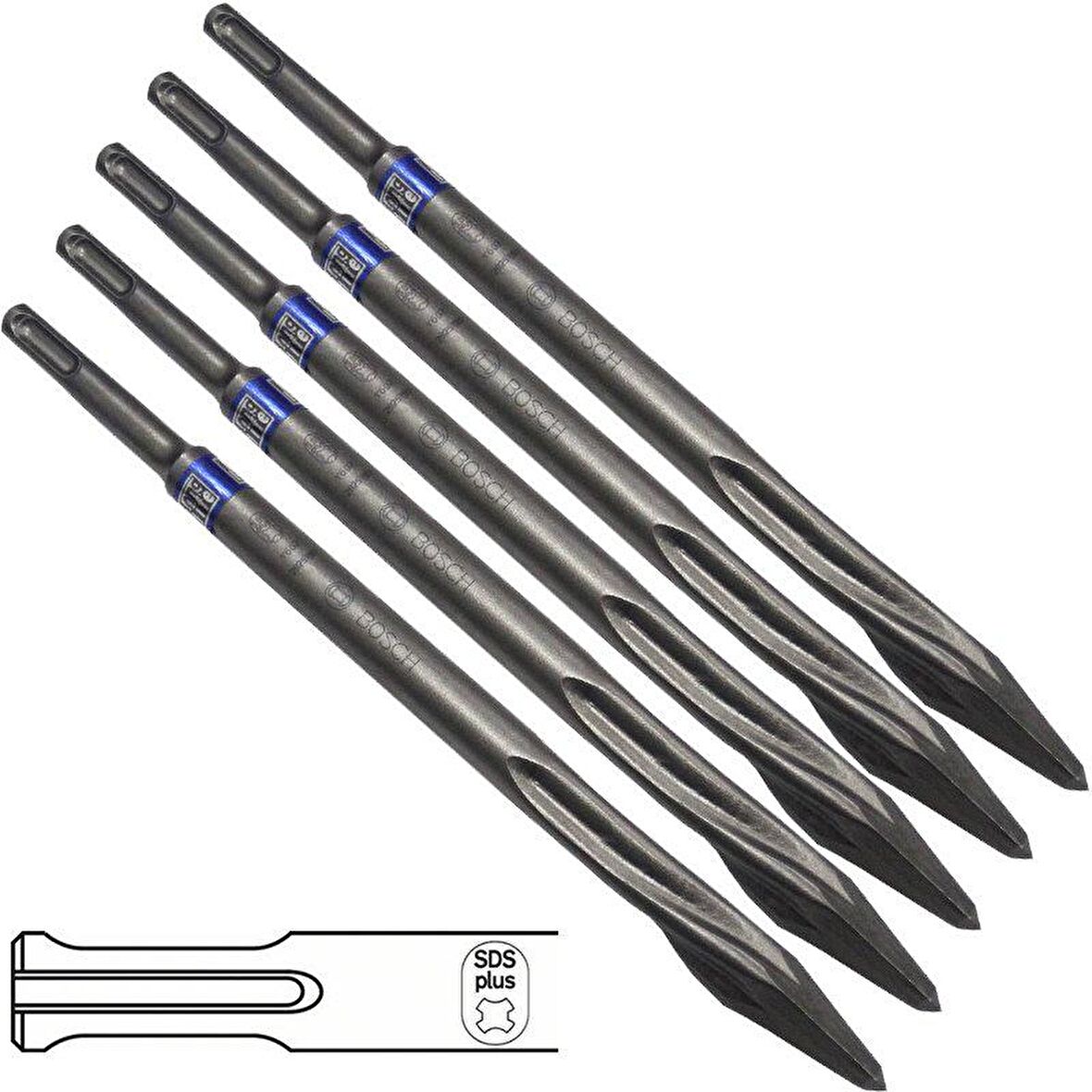 Bosch SDS-Plus Long Life Sivri Keski 250mm 5'li Paket