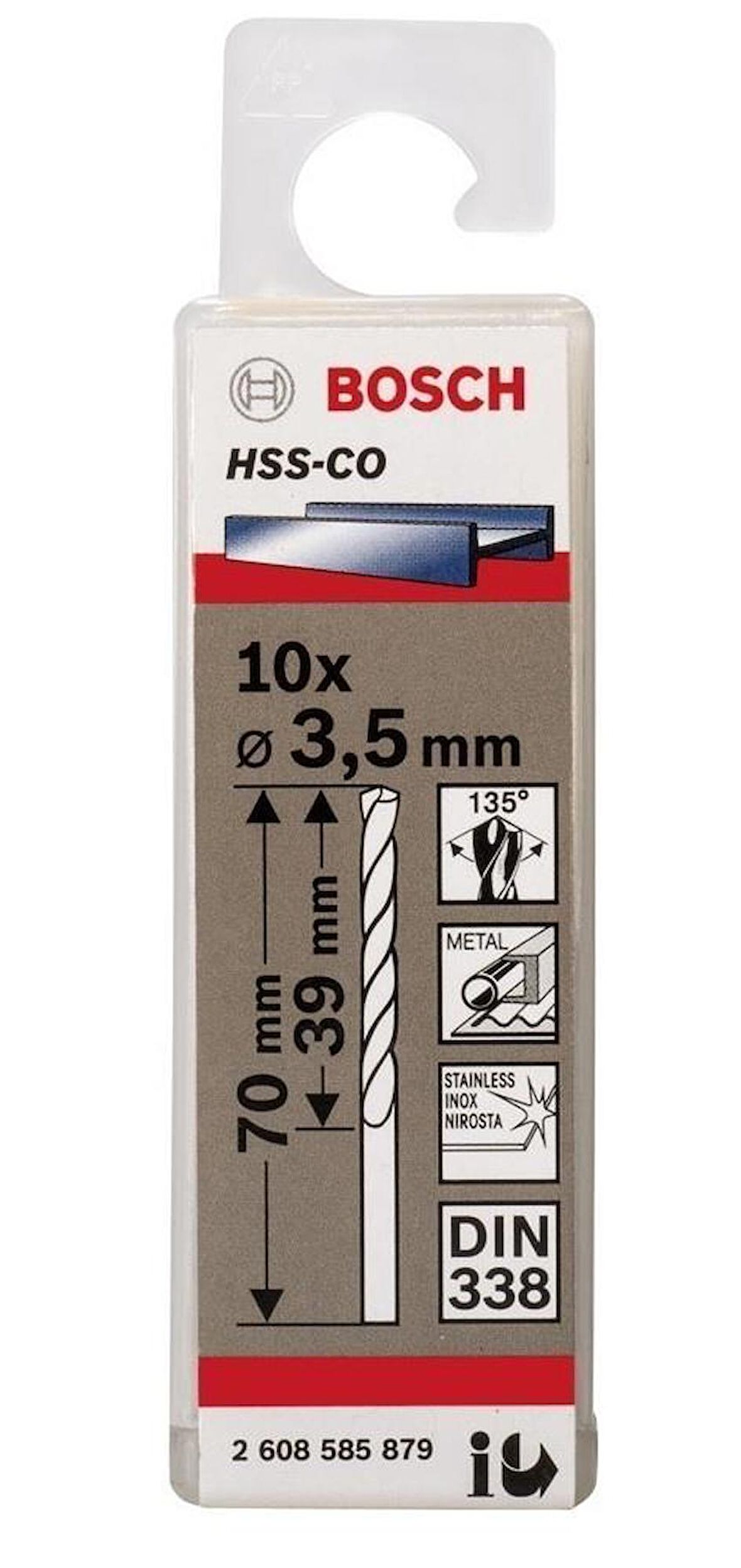 Bosch HSS 3,5 mm 10'lu Kobaltlı Matkap Ucu Paket 2608585879