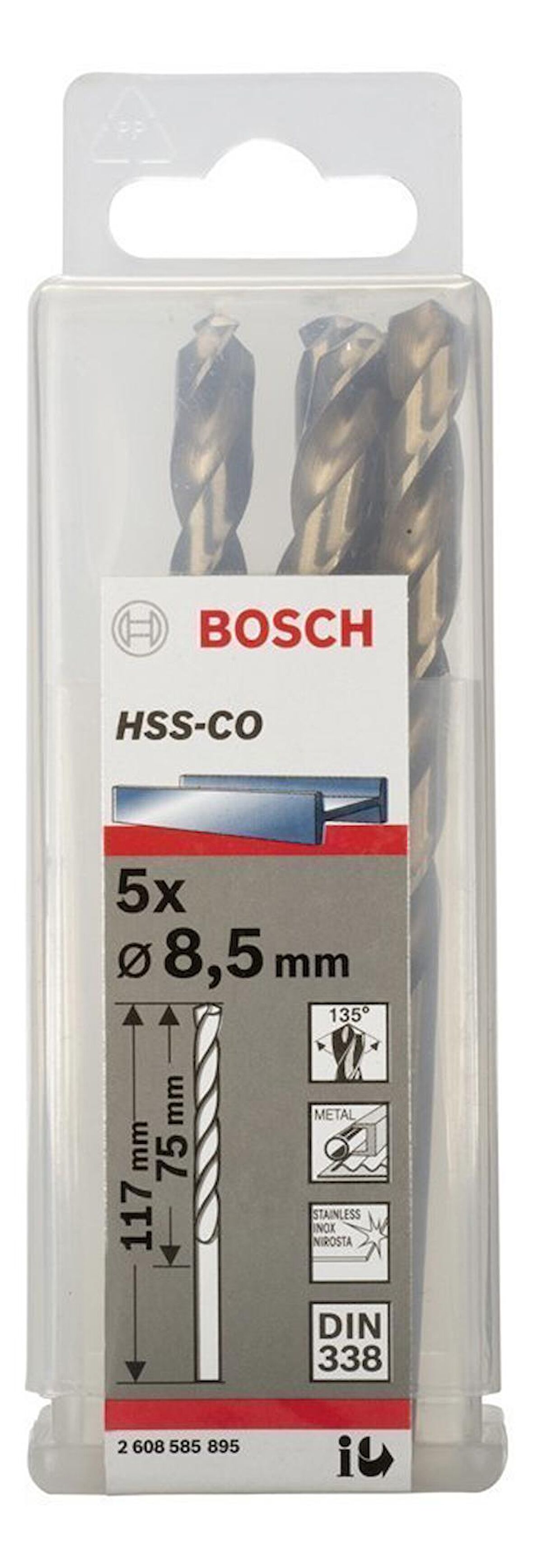Bosch HSS-Co 8,5 mm 5'li Kobaltlı Matkap Ucu 2608585895