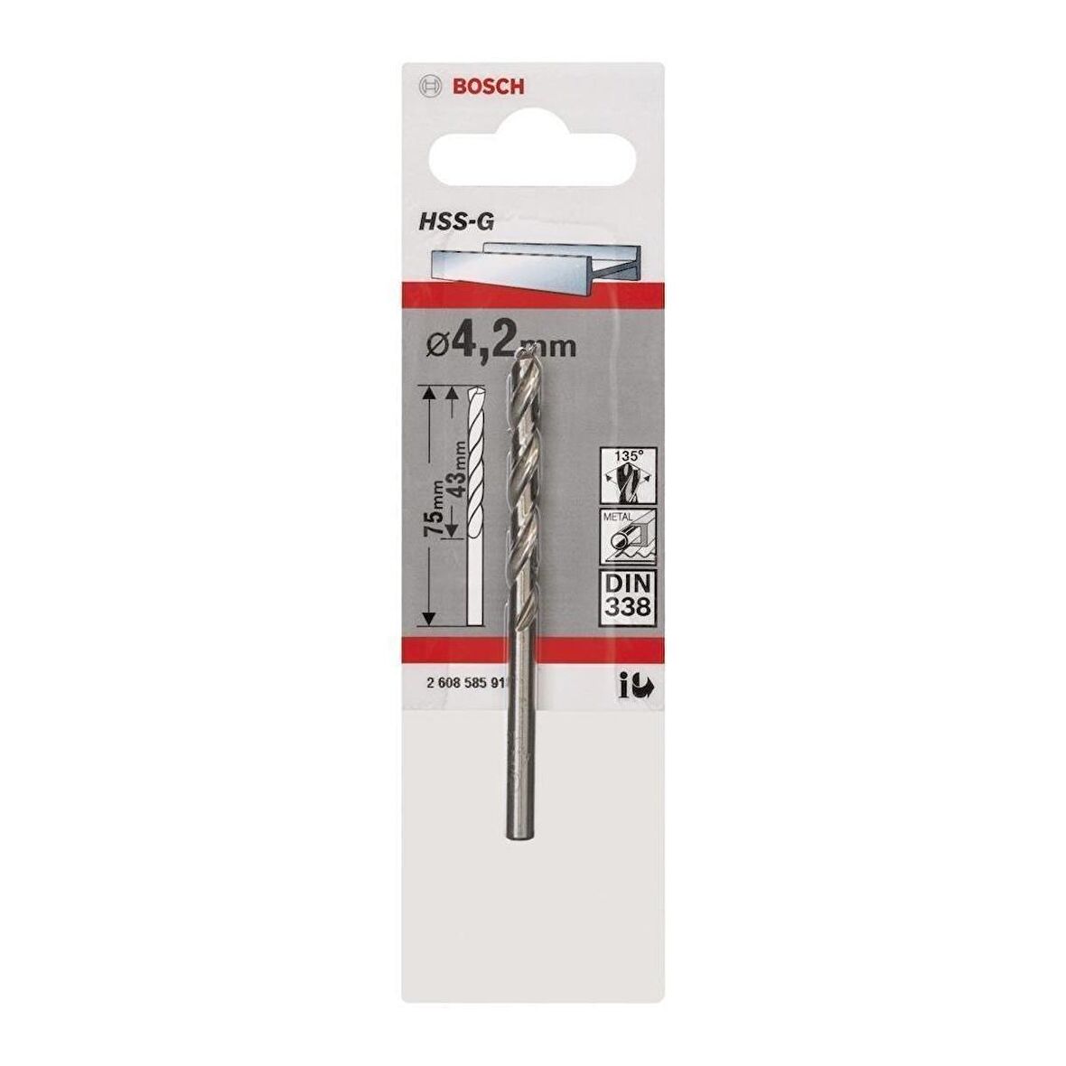 Bosch HSS-G 4,2 mm 1'li Taşlanmış Metal Matkap Ucu 2608585918