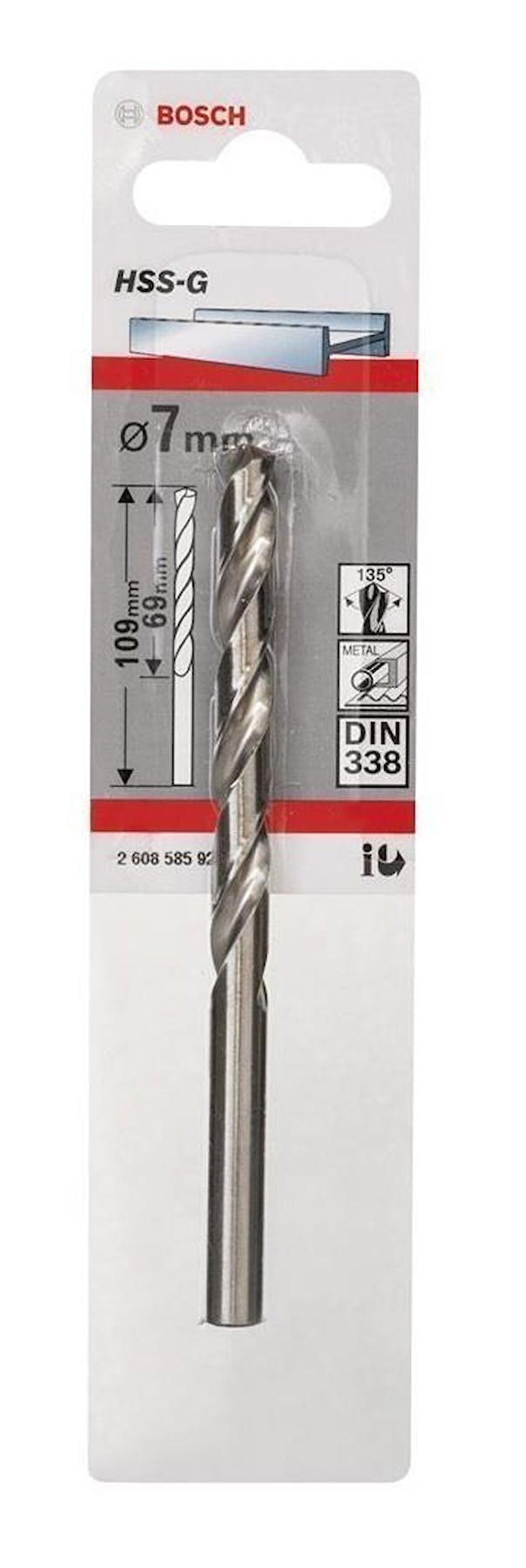 Bosch HSS-G 7 mm 1'li Taşlanmış Metal Matkap Ucu 2608585929