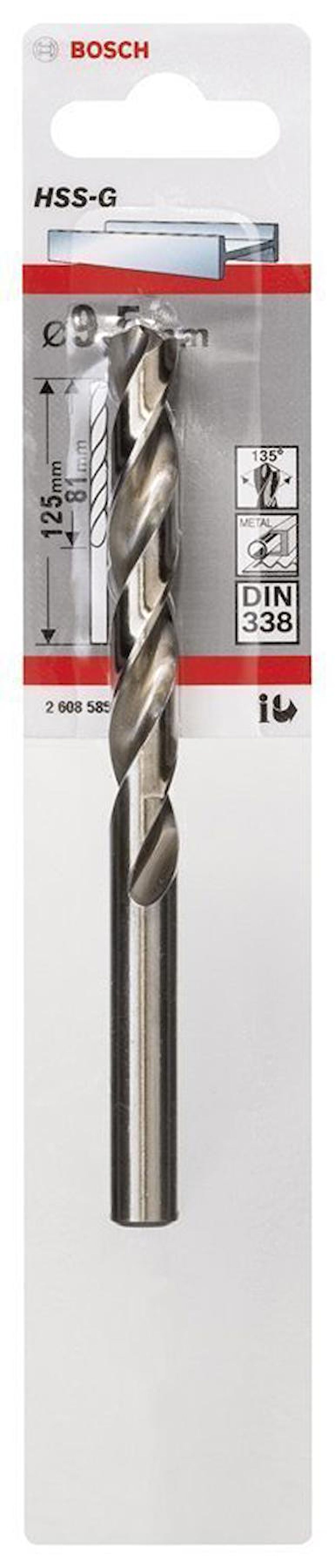 Bosch HSS-G 9,5 mm 1'li Taşlanmış Metal Matkap Ucu 2608585935