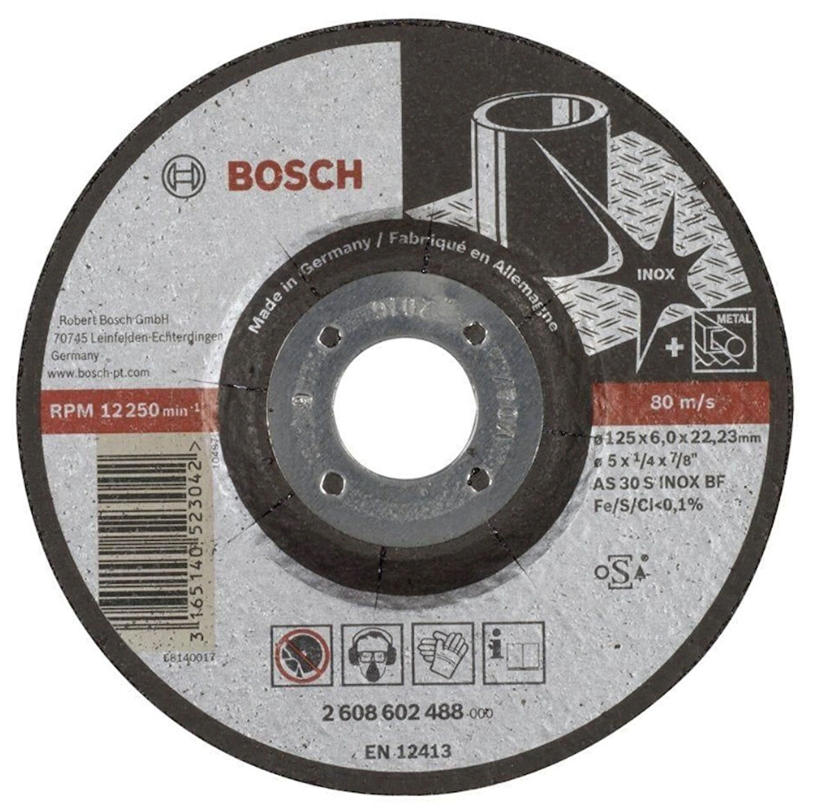 Bosch Expert Serisi Bombeli Inox Taşlama Diski 125 6,0 Mm- 5 Adet