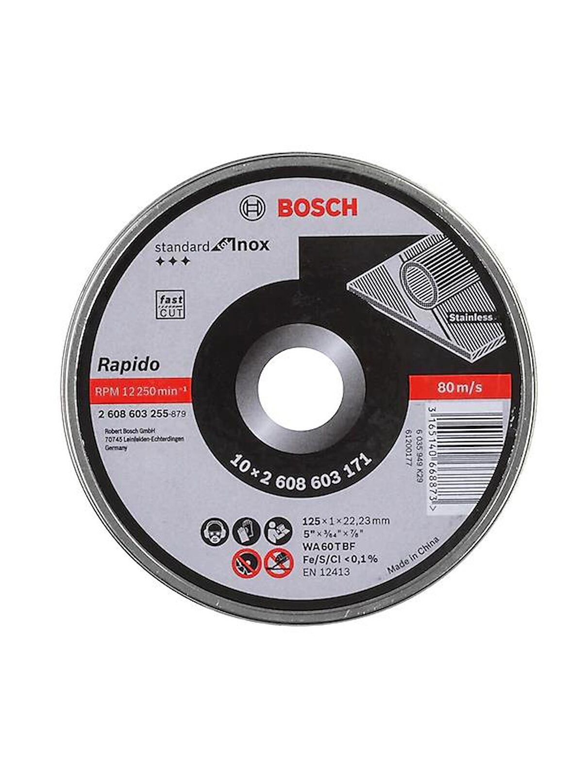 Bosch Standard Seri Inox Rapido 125x1mm 10 Lu