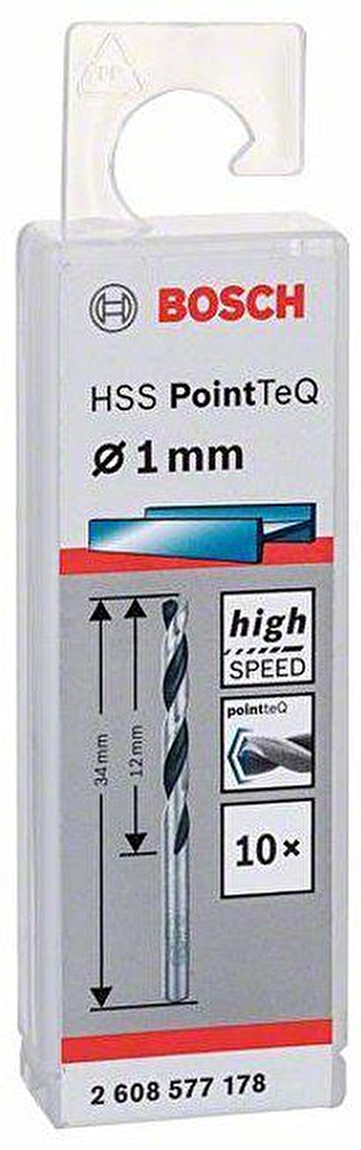 Bosch HSS PointTeQ Matkap Uç Metal 1x12x34mm 10 Parça