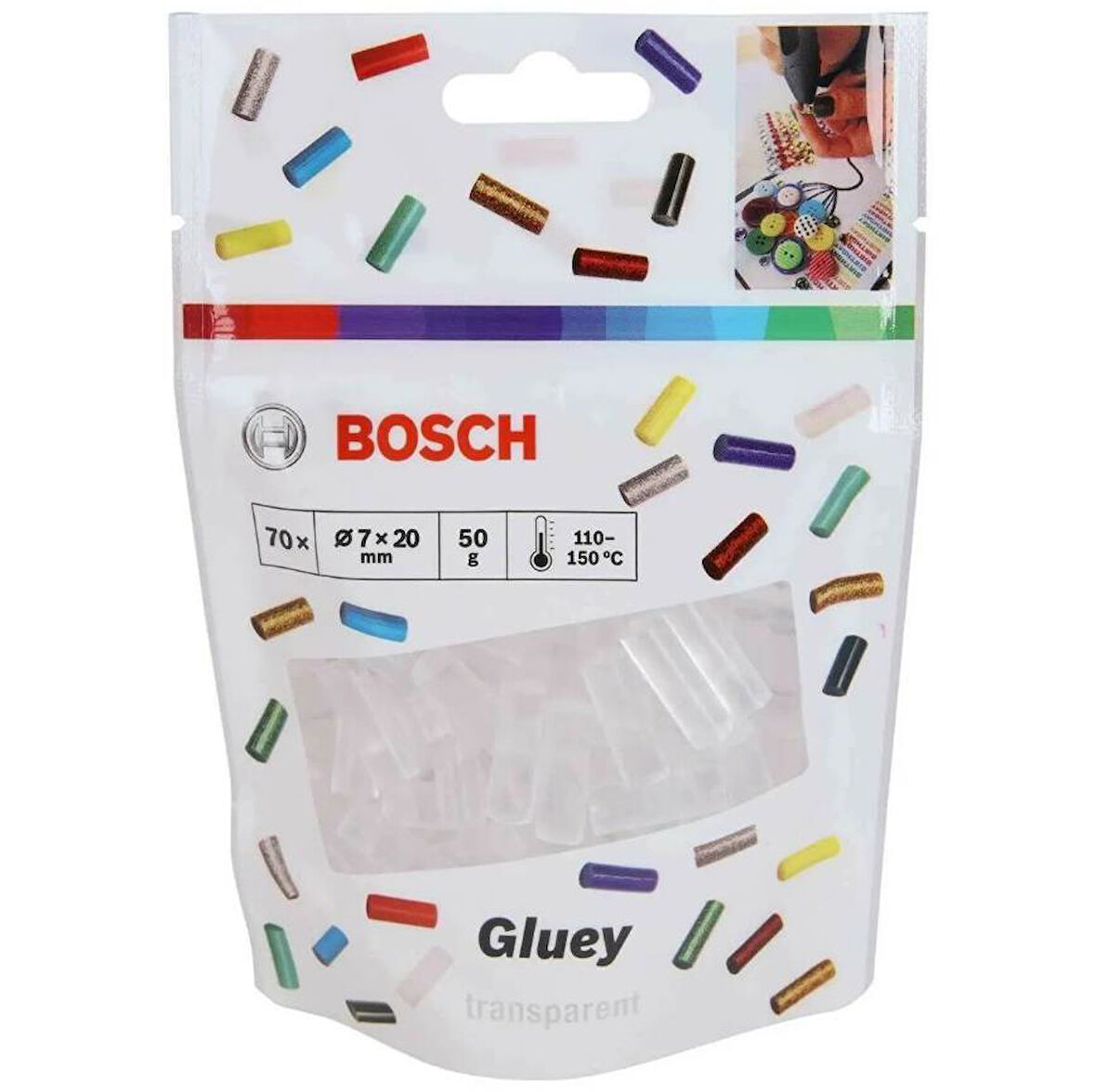 Bosch Gluey Tutkal Çubuğu Saydam - 7x20mm 70li