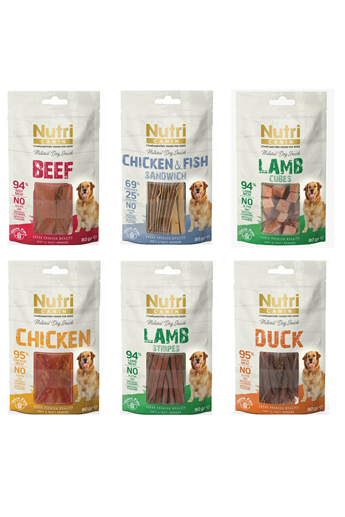 Nutri Canin 6 Çeşit Karma Fileto Köpek Ödülü 80 Gr. X 6 Adet