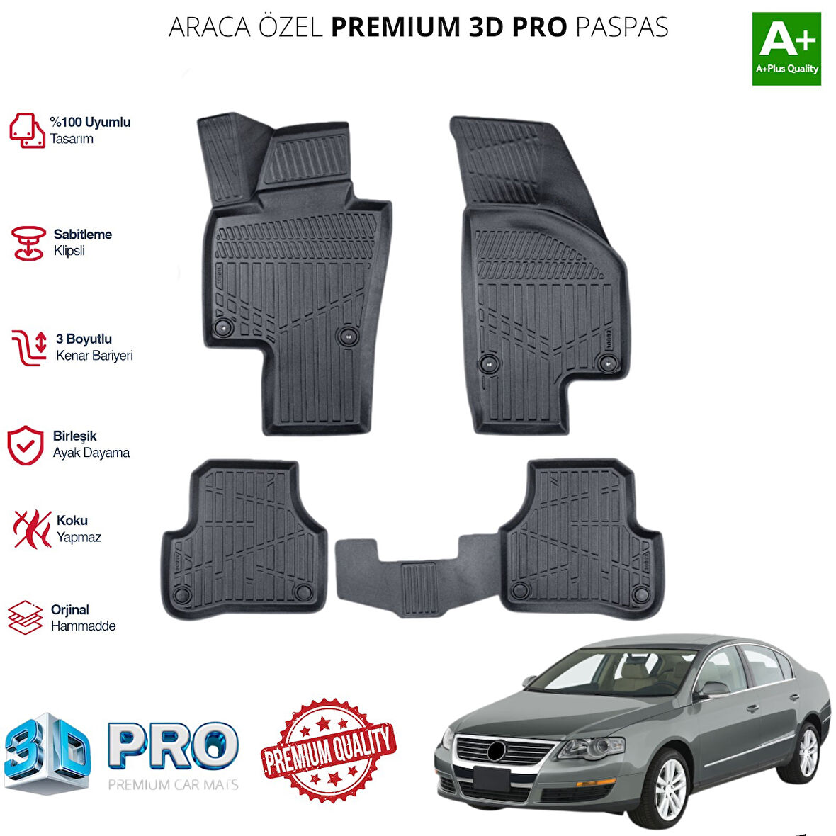 PASSAT B6 ARACA ÖZEL 3D PASPAS 2005 2006 2007 2008 2009 2010